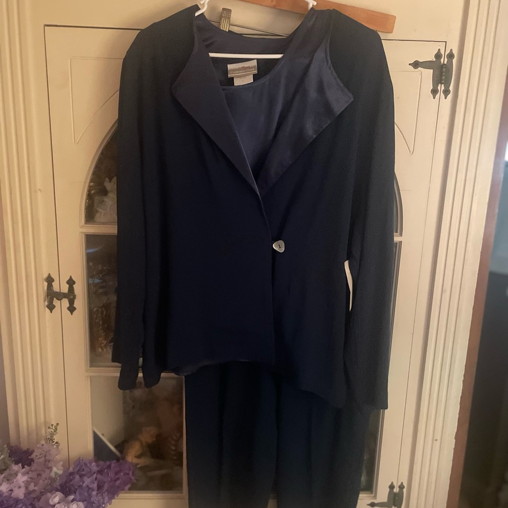 Coldwater Creek greenish Blue Pantsuit L NWT